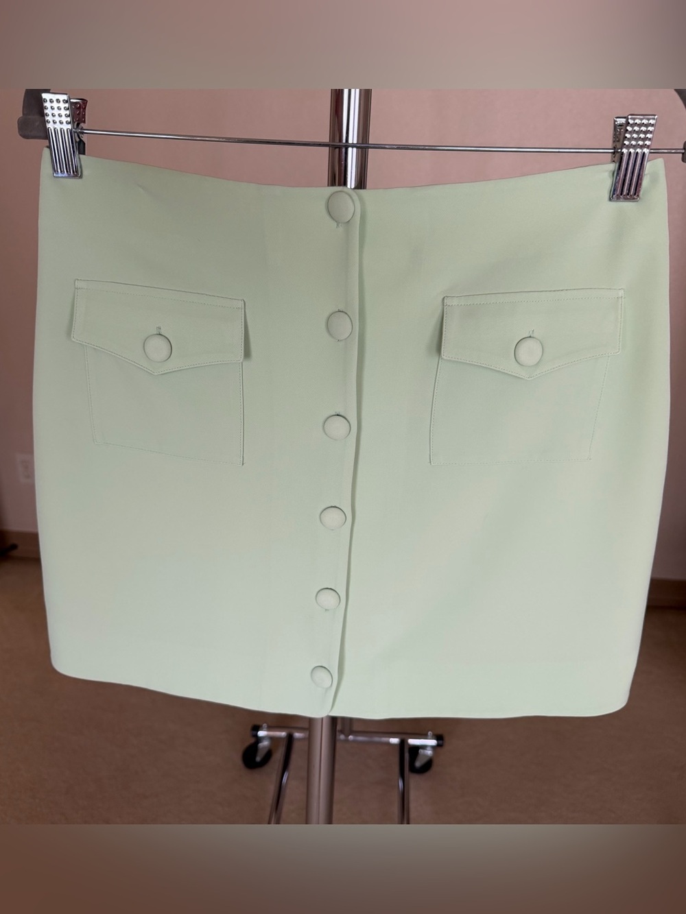 Song of Style Mint Button-Front Mini Skirt with Patch Pockets M
